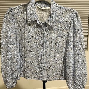Zara Light Blue Floral Blouse